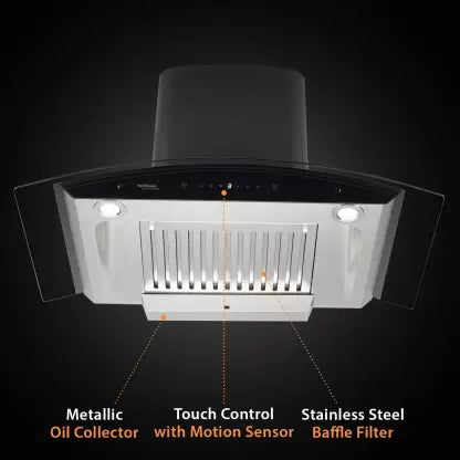 Hindware NEVIO PLUS BLACK 90 Auto Clean Wall Mounted Chimney (Black 1400 CMH)(OPEN BOX) Hindware NEVIO PLUS BLACK 90 Auto Clean Wall Mounted Chimney (Black 1400 CMH)(OPEN BOX)
